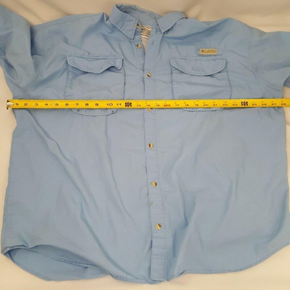 Men’s Columbia PFG Short Sleeve Shirt Button Down Fishing Vented Blue Size XL - Picture 8 of 12